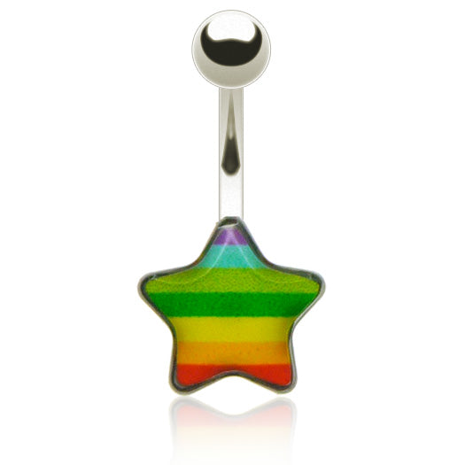 Piercing nombril étoile arc en ciel