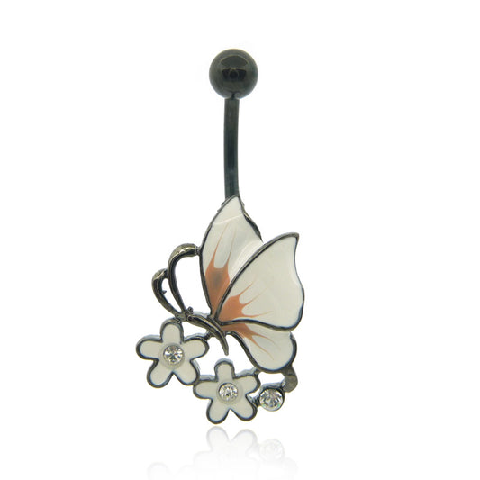Piercing nombril papillon et fleur