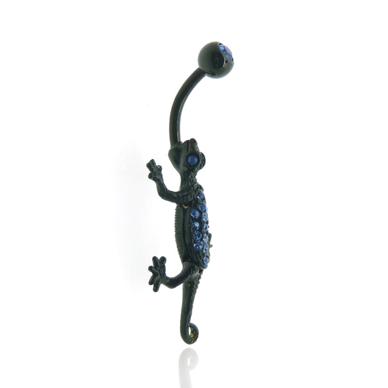 Piercing lézard en acier noir pour le nombril
