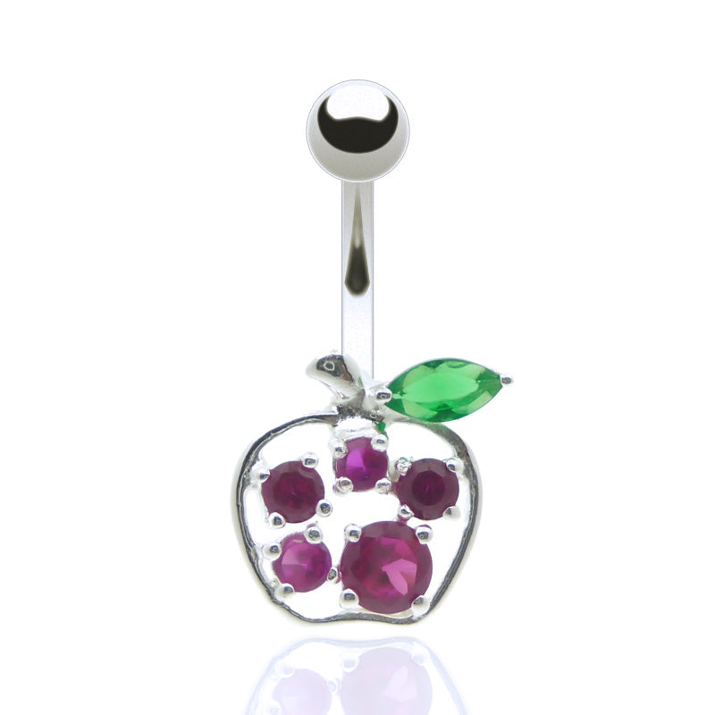 Piercing nombril acier chirurgical pomme