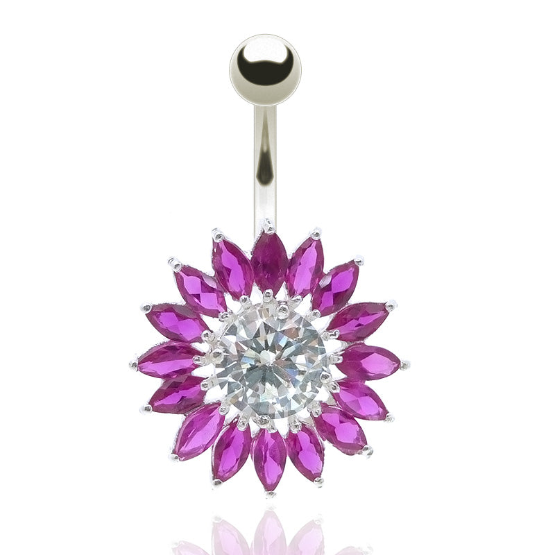 Piercing nombril acier chirurgical rosace