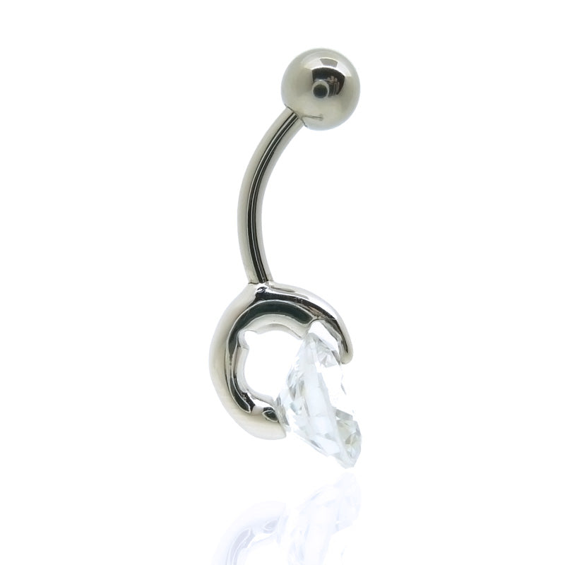 Piercing de nombril en acier avec oxyde de zirconium