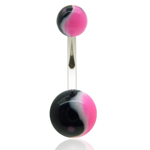 Piercing nombril boule acrylique yin yang