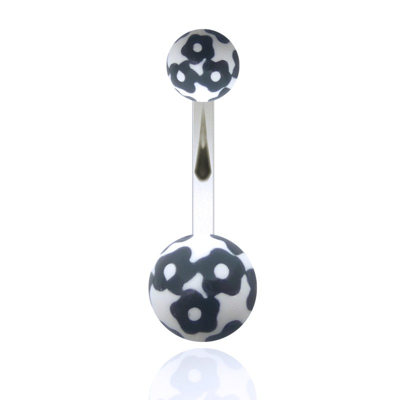 Piercing de nombril acrylique avec fleurs
