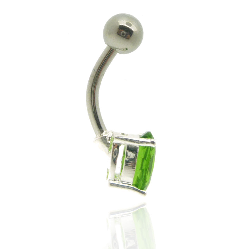 Piercing de nombril acier chirurgical zirconium argent profil