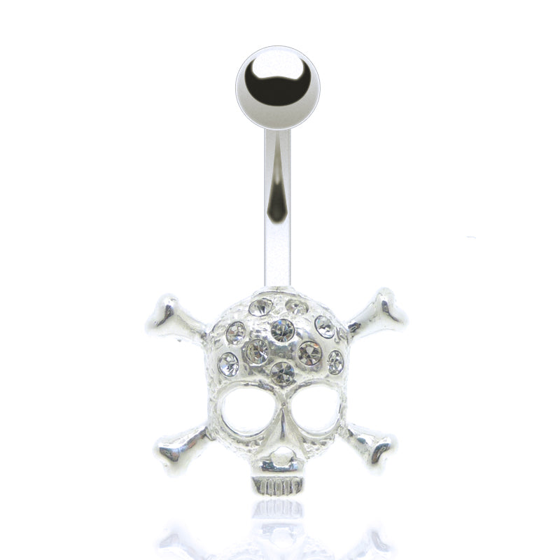 Piercing nombril acier chirurgical tete de mort