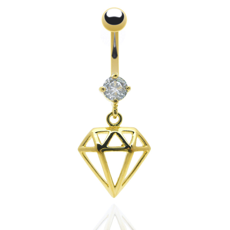 Piercing nombril diamant plaqué or