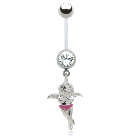 Pierre De La CZ 14 Gauge Barre De Piercing Ventre Grossesse BioFlexible Claire - 19mm