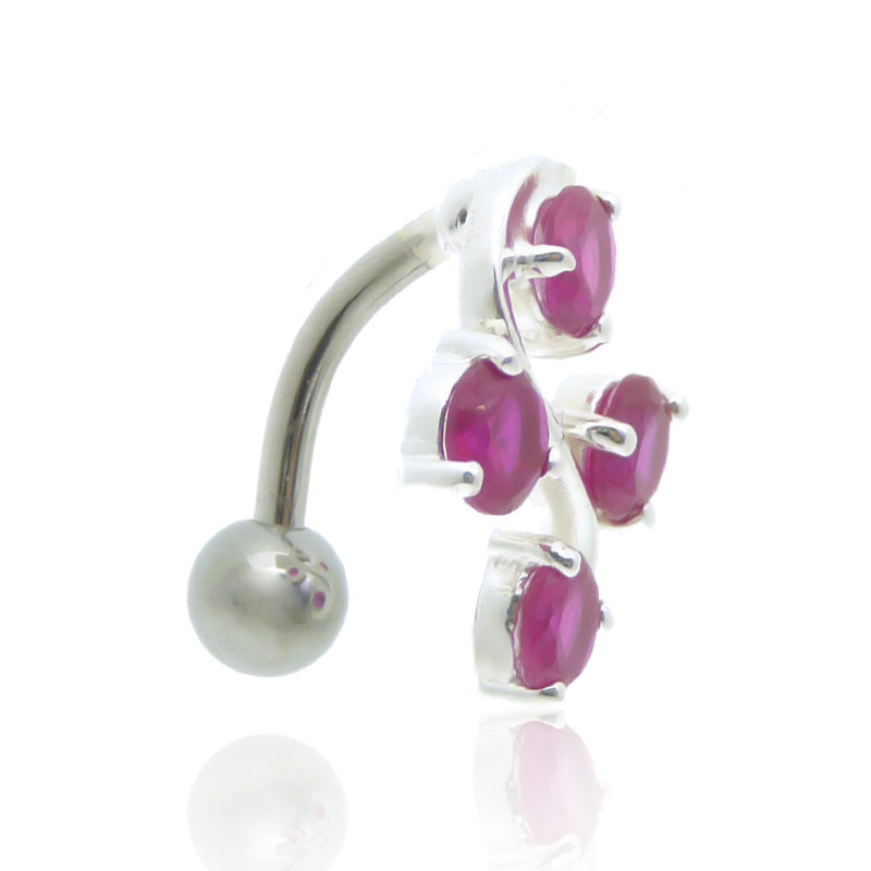 Piercing nombril inversé argent et zirconium