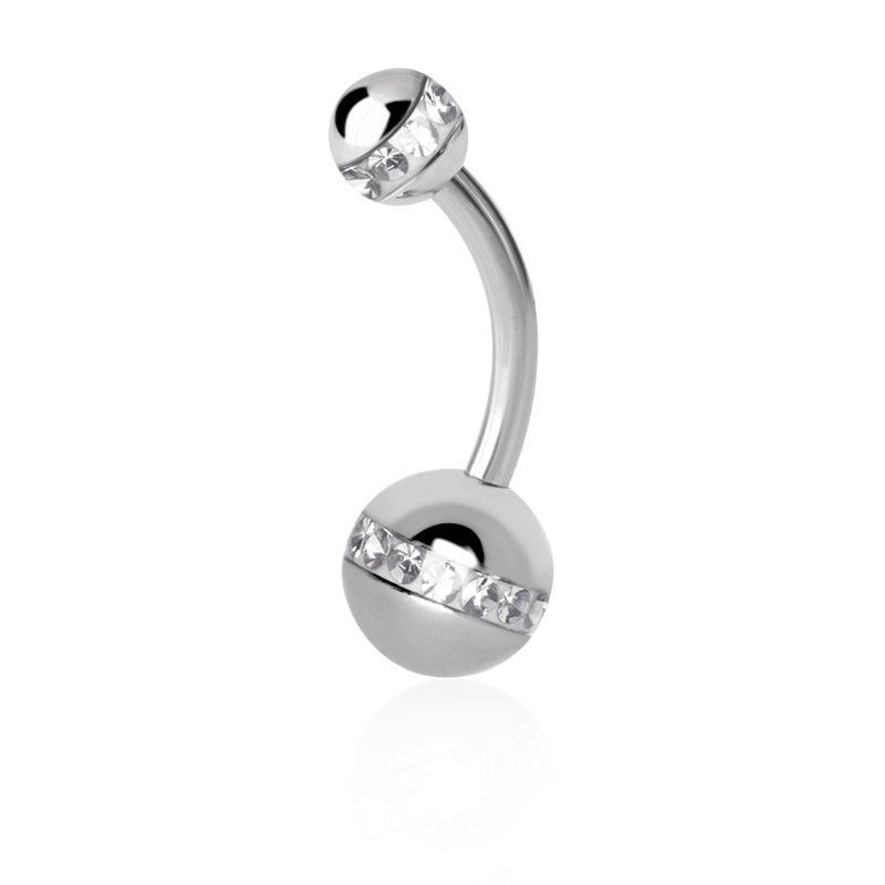 Piercing de nombril avec liseré de cristal