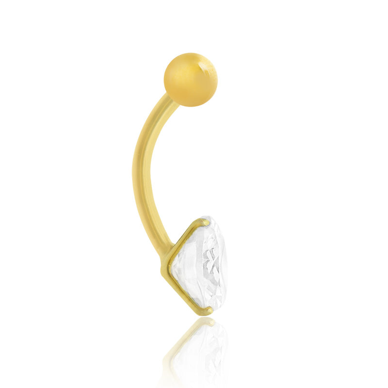 Piercing de  nombril en or jaune avec coeur