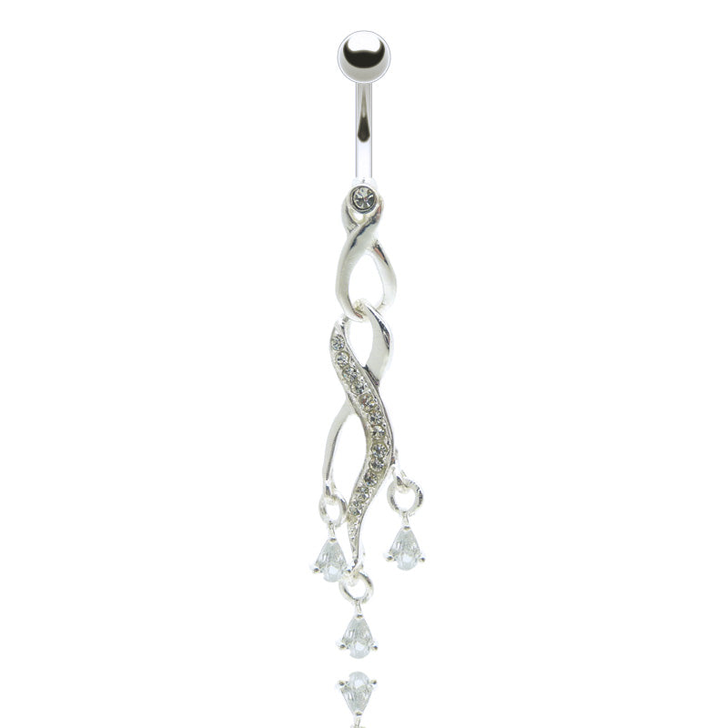 Piercing nombril pendentif argent brillant