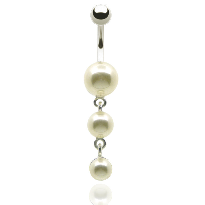 Piercing nombril pendentif boules nacrées