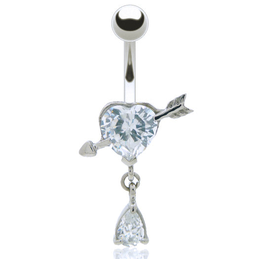 Piercing nombril pendentif avec coeur