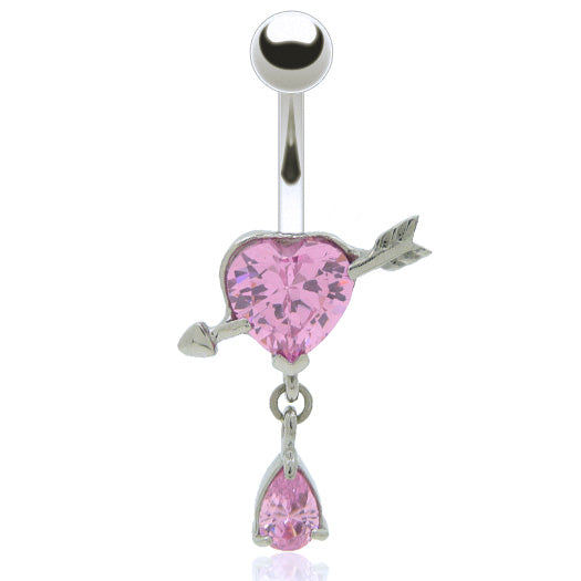 Piercing nombril pendentif avec coeur