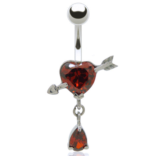 Piercing nombril pendentif avec coeur