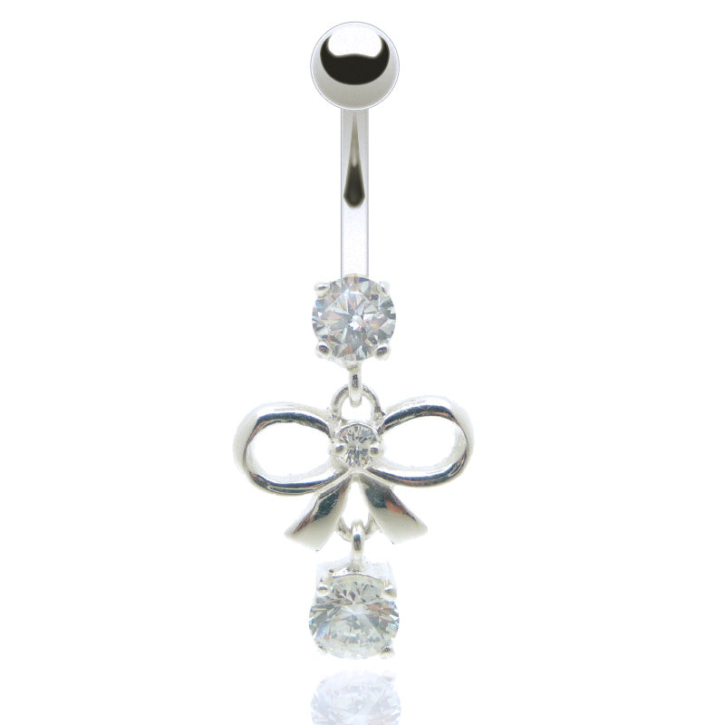 Piercing nombril pendentif avec noeud et brillant