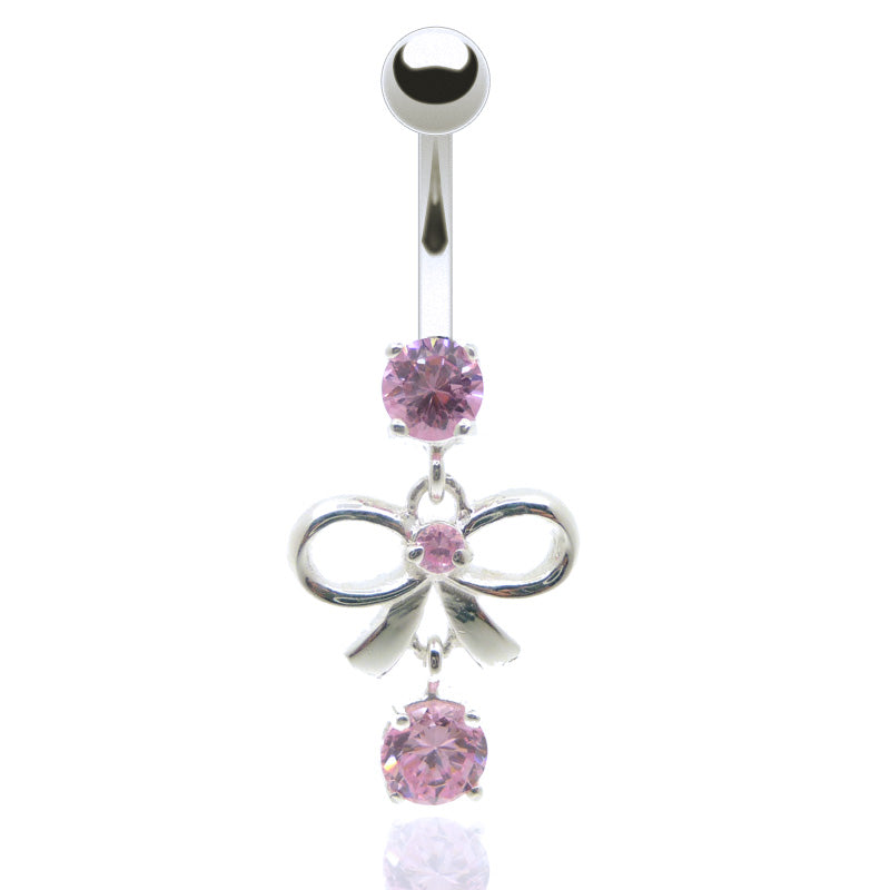 Piercing nombril pendentif avec noeud et brillant