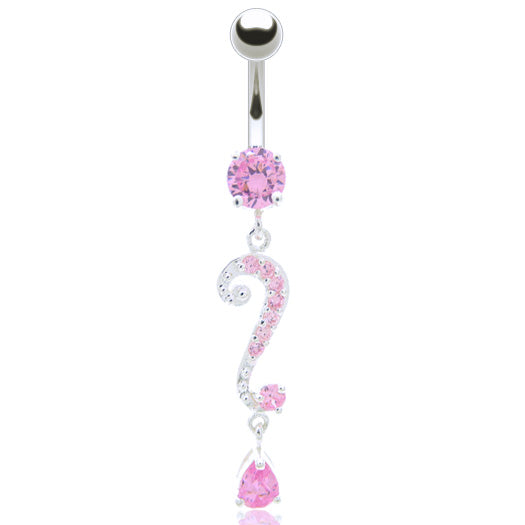 Piercing nombril pendentif argent et zircons