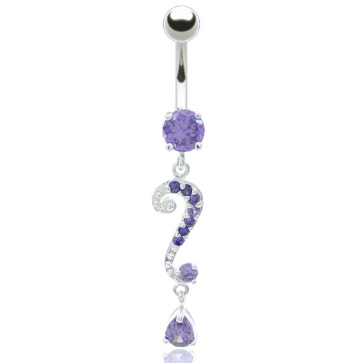 Piercing nombril pendentif argent et zircons