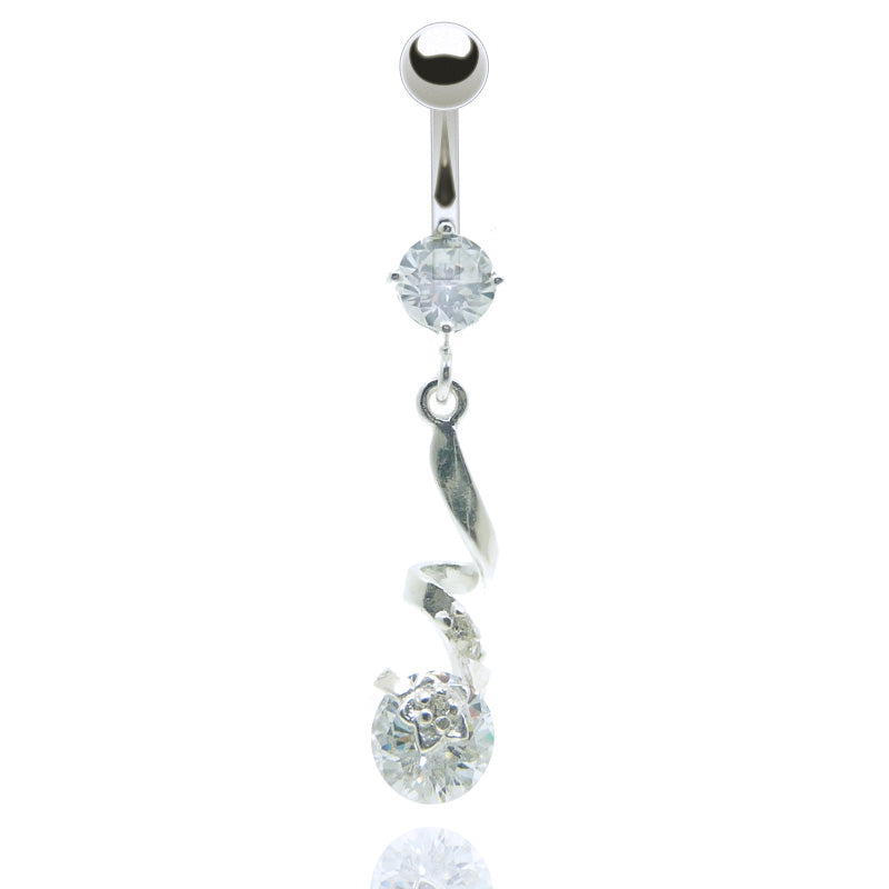 Piercing nombril pendentif oxyde zirconium blanc