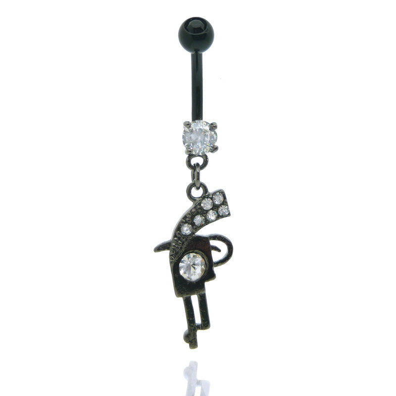 Piercing pendentif nombril pistolet noir