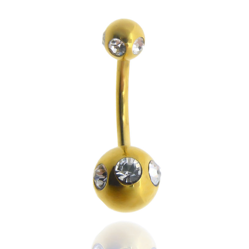 Anneau de nombril rond en acier chirurgical plaqué or, oxyde de zirconium, 14 g.10 mm..7 mm cz (B17G) - France Anneau de nombril rond en acier chirurgical plaqué or, oxyde de zirconium, 14 g.10 mm..7 mm cz (B17G) - France