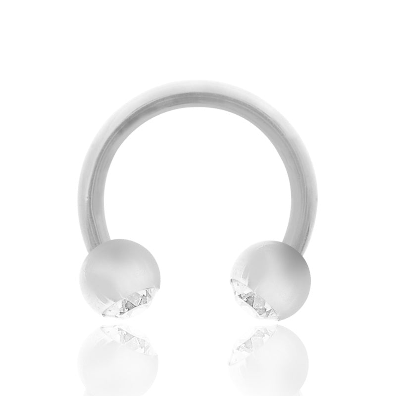 Piercing fer à cheval en or blanc et oxydes de zirconium
