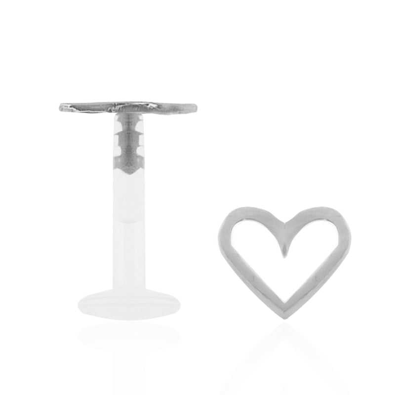 Piercing clip coeur fin en or blanc