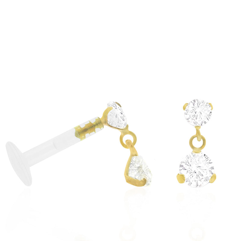 Piercing clip en or jaune pendentif cartilage et tragus