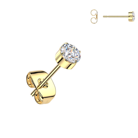 Boucle d’oreille zircon titane ASTM F-136 – 3 mm