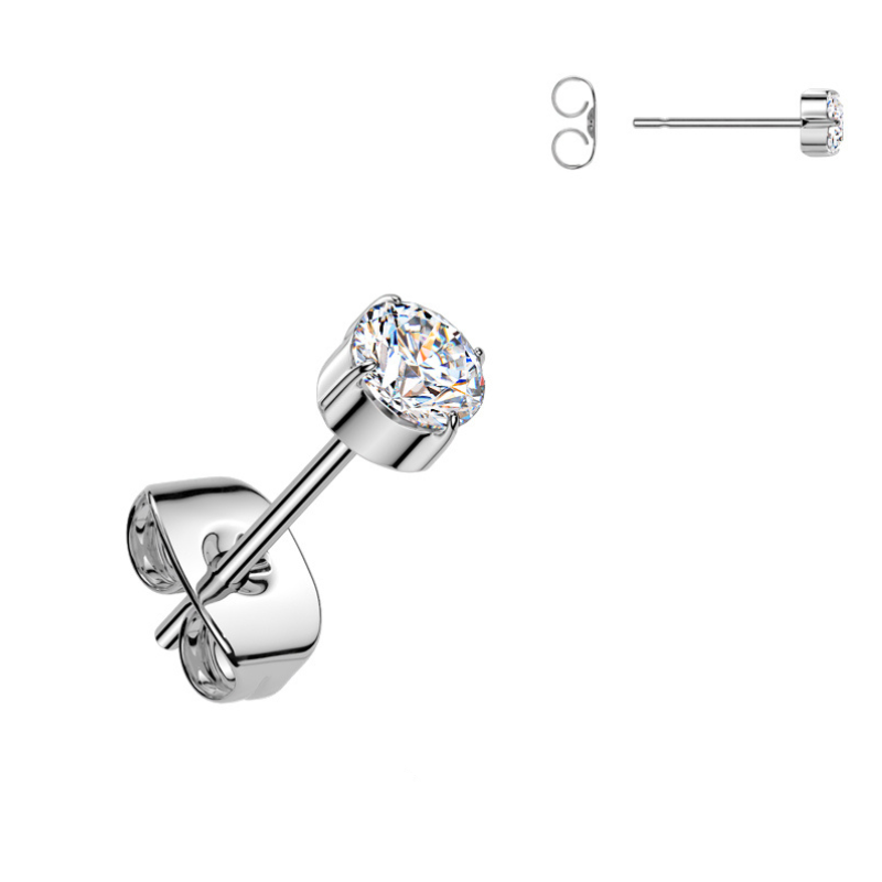 Boucle d’oreille zircon titane ASTM F-136 – 3 mm