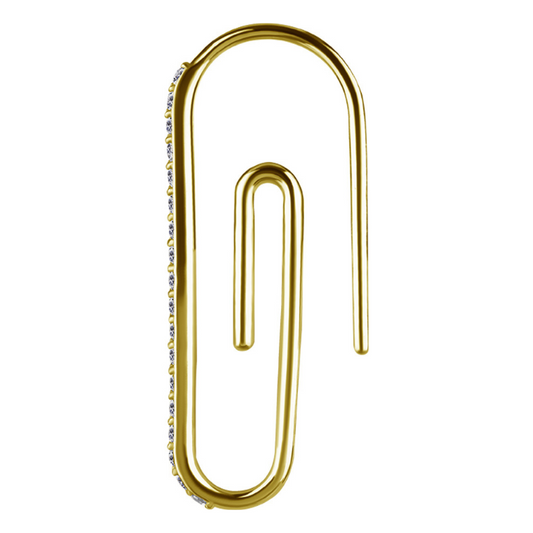 Boucle d'oreille trombone dorée pavé