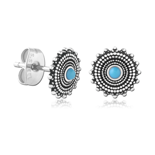 Boucle d'oreille en acier chirurgical style tribal