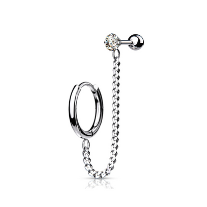 Boucle d'oreille chaîne créole et puce d'oreille