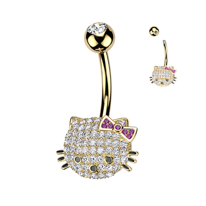 Piercing nombril tête de chat en acier chirurgical