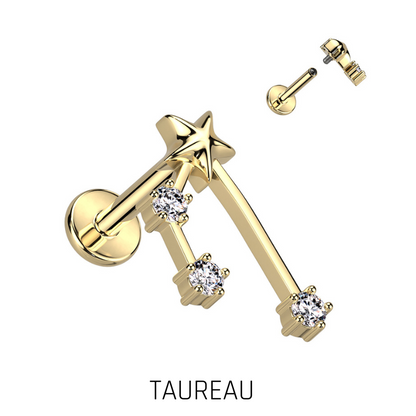 Piercing Zodiaque en Acier Chirurgical Doré – Signe Astrologique