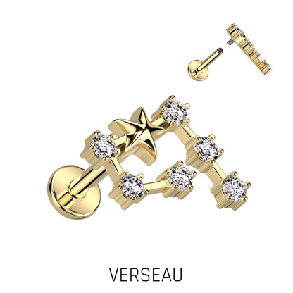 Piercing Zodiaque en Acier Chirurgical Doré – Signe Astrologique