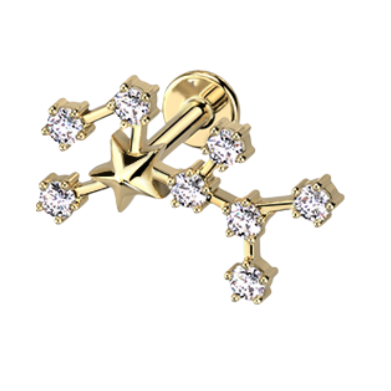 Piercing Zodiaque en Acier Chirurgical Doré – Signe Astrologique