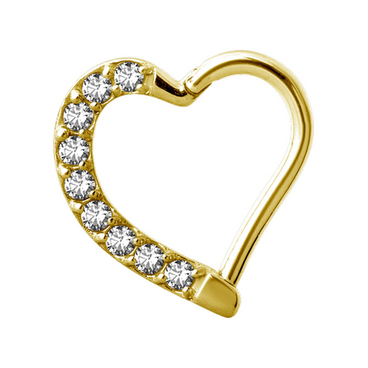 Anneau de piercing doré pour le rook et le daith motif coeur