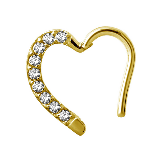 Anneau de piercing doré pour le rook et le daith motif coeur