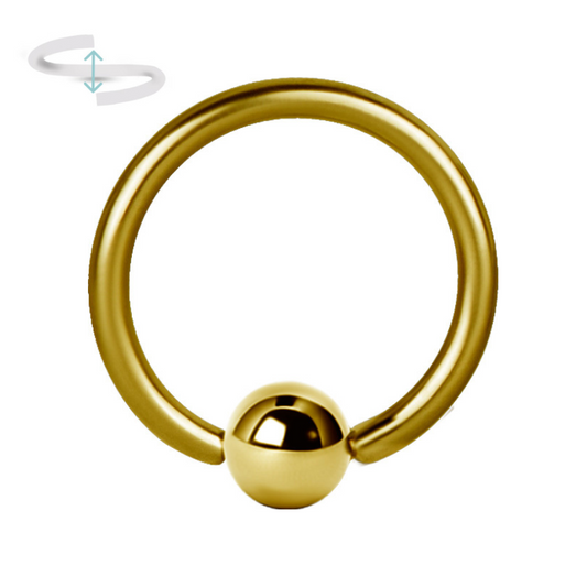 Anneau en acier ou plaqué or avec micro boule (hélix,tragus et nez)