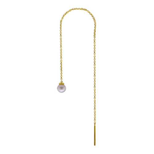 Boucle d’Oreille Pendante en Or Jaune 18 Carats avec Perle de Culture