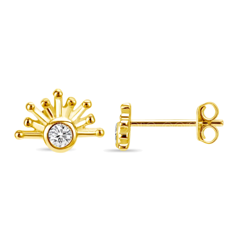 Boucle d’oreille SOLÉA soleil en argent 925 doré avec zirconium
