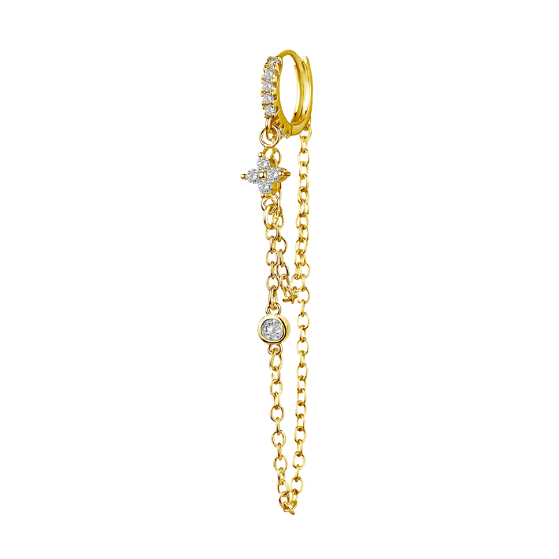 Boucle d'oreille anneau avec chaîne Étoile
