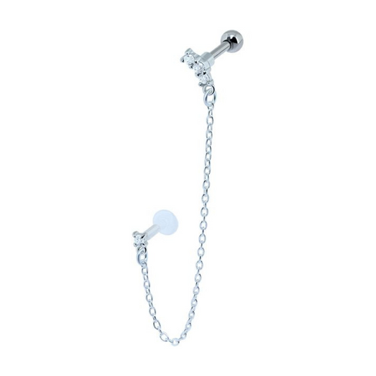 Boucle d'oreille chaîne 2 trous