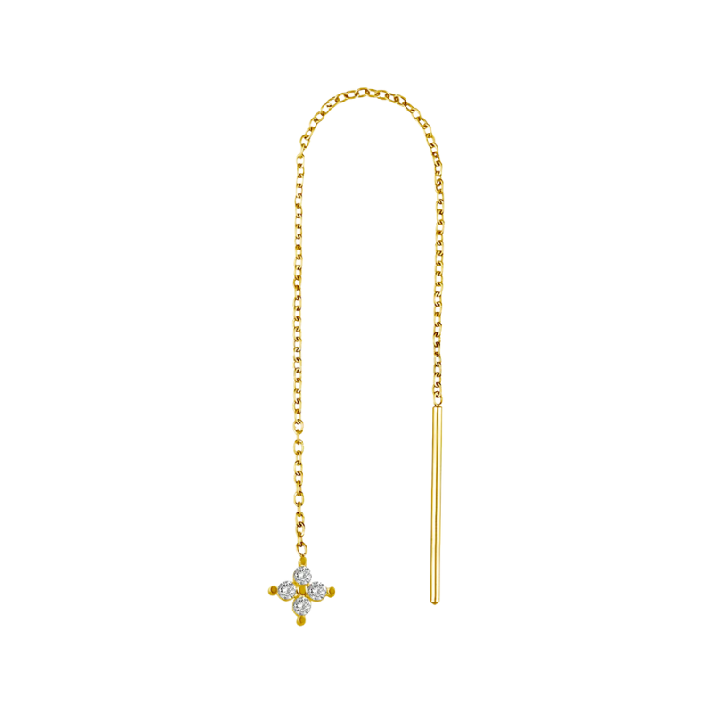 Boucle d’oreille chaîne pendante  Étoile brillante – Acier chirurgical doré