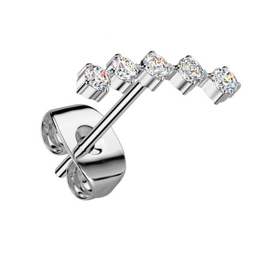 Boucle d'oreille 5 strass ronds