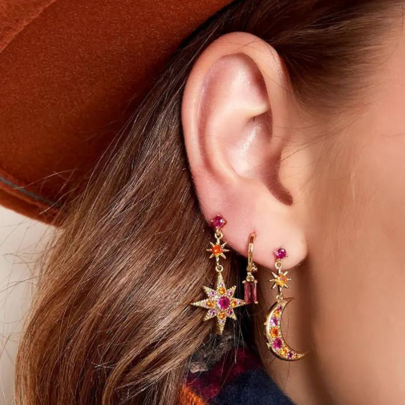 Boucles D'oreilles étoiles Strass - Style Années 2000, Pendantes, Pour Fête, Anniversaire, Noël