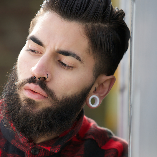 Piercing tunnel acier chirurgical blanc